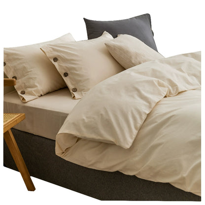 Pure cotton washed cotton bed four-piece set cotton Japanese-style bedding dormitory bed single three-piece solid color quilt cover fitted sheet