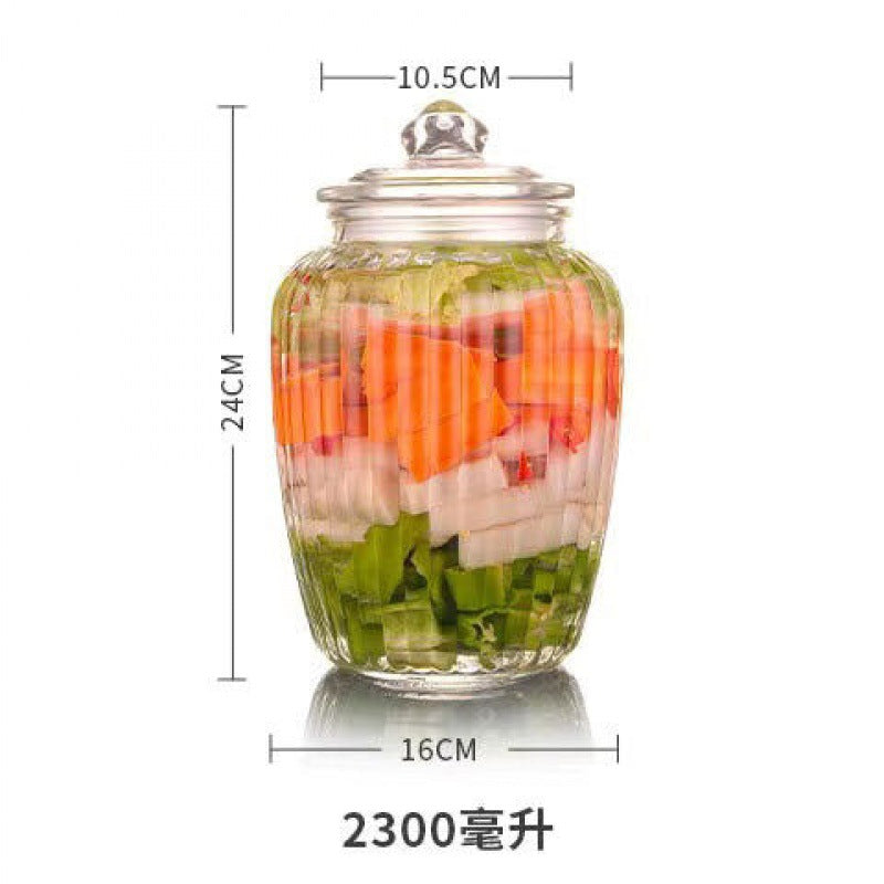 Pickle jar transparent glass jar household pickled sealed jar glass bottle with lid small pickle jar storage jar