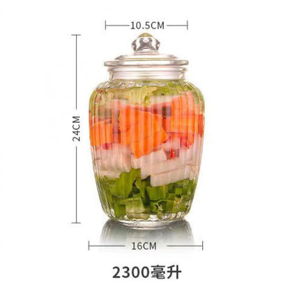Pickle jar transparent glass jar household pickled sealed jar glass bottle with lid small pickle jar storage jar
