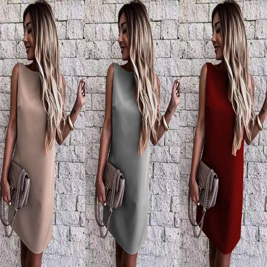 European and American summer women's clothing hot style solid color fashion backless skirt dress female
