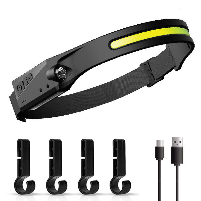 waved sensor COB headlight outdoor cycling light USB rechargeable night running light LED strong light headlight
