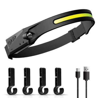 waved sensor COB headlight outdoor cycling light USB rechargeable night running light LED strong light headlight