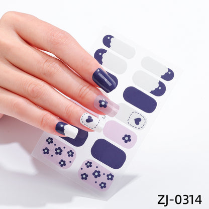 new French manicure stickers full paste ice transparent net red Japanese cartoon nail stickers cute nail polish film