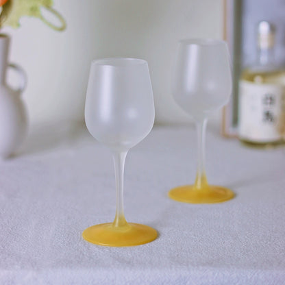 Vintage frosted yellow glass mini small wine glass sake creative goblet champagne red wine glass