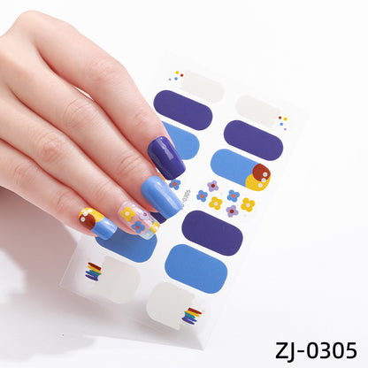 new French manicure stickers full paste ice transparent net red Japanese cartoon nail stickers cute nail polish film