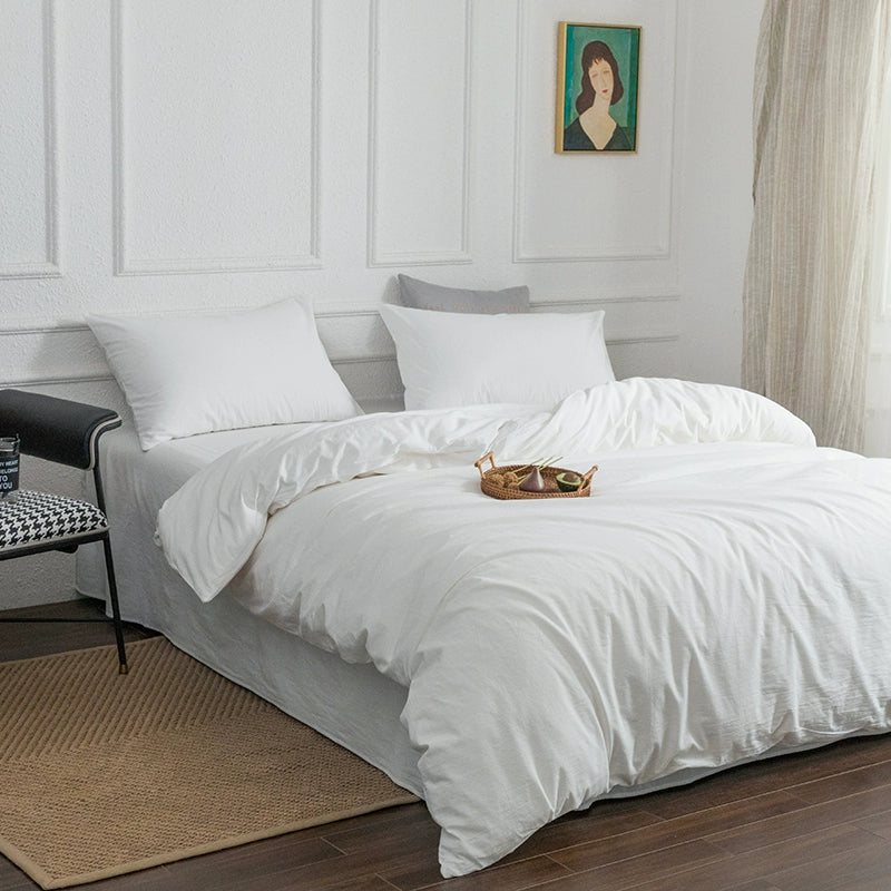 Simple cotton fitted sheet style naked sleeping solid color four-piece set