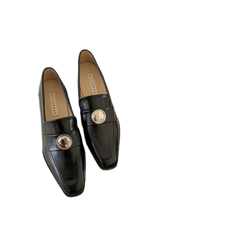 autumn new slip-on loafers trendy pointed toe small leather shoes women's commuting flat bottom temperament all-match single shoes