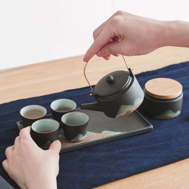 Hand-painted ceramic tea set
