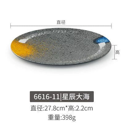 Melamine plate Japanese-style plastic barbecue plate imitation porcelain round flat plate barbecue plate restaurant hot pot tableware dish