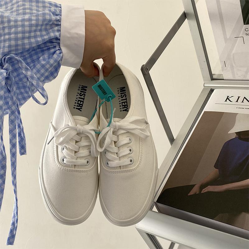 White shoes Japanese basic style canvas small white female students autumn all-match new street style white sneakers