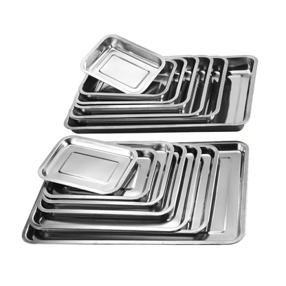 With magnetic stainless steel square plate Chinese canteen tray home hotel rice plate barbecue plate punching steamed rice plate wholesale