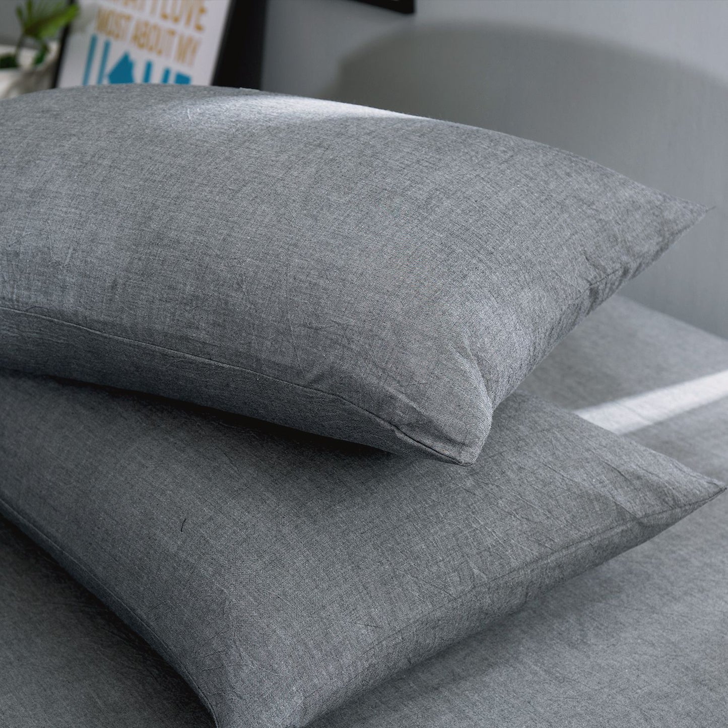 Japanese-style unprinted washed cotton four-piece good-quality cotton-dyed washed bedding bedding hotel student bedding