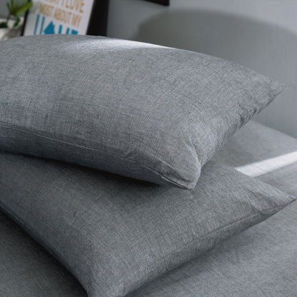 Japanese-style unprinted washed cotton four-piece good-quality cotton-dyed washed bedding bedding hotel student bedding