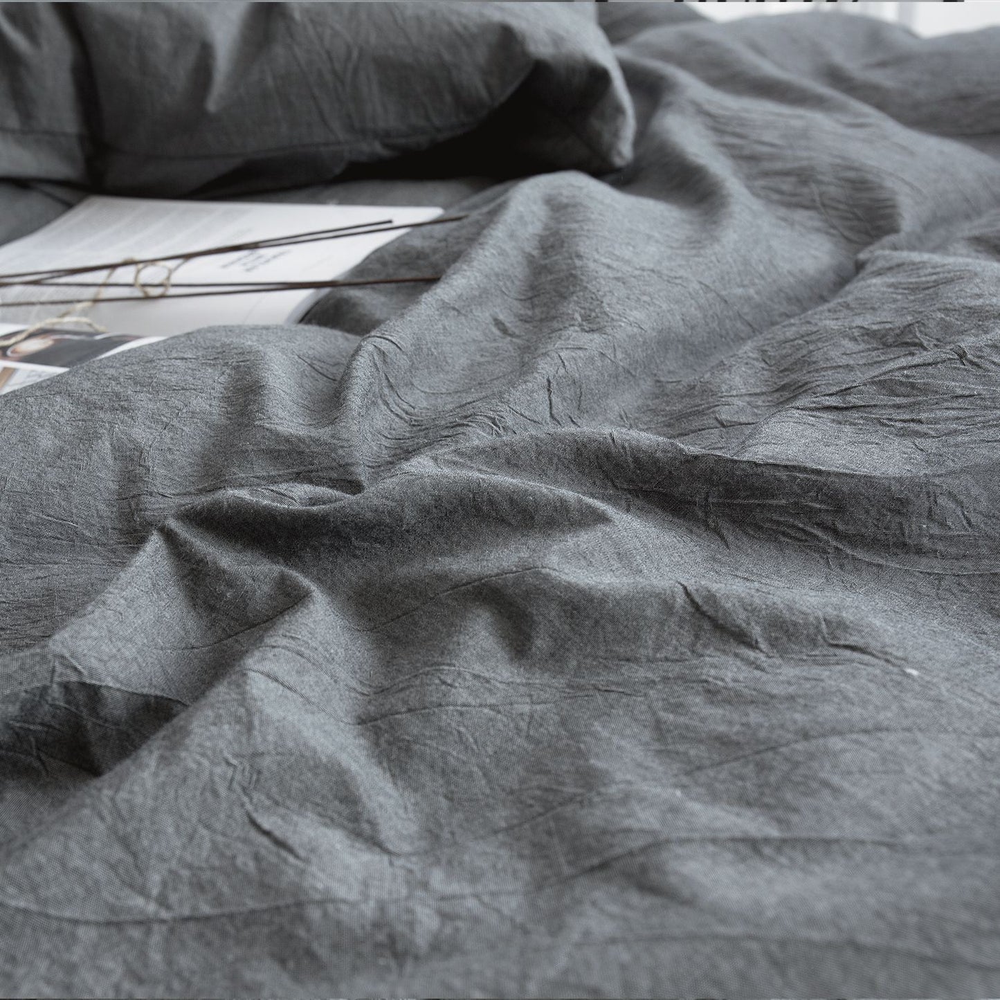 Japanese-style unprinted washed cotton four-piece good-quality cotton-dyed washed bedding bedding hotel student bedding