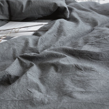 Japanese-style unprinted washed cotton four-piece good-quality cotton-dyed washed bedding bedding hotel student bedding