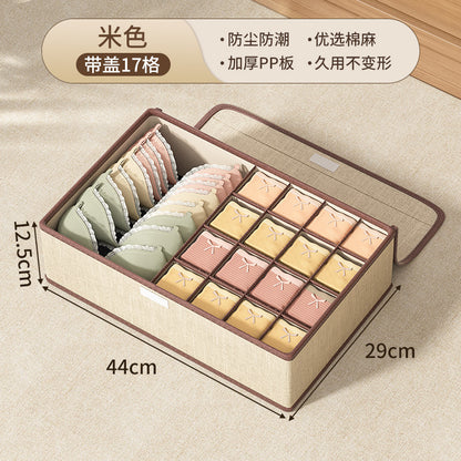 Cotton and linen underwear storage box, home student dormitory, socks and underwear three-in-one drawer separation and organizer box