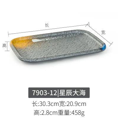 Melamine plate Japanese-style plastic barbecue plate imitation porcelain round flat plate barbecue plate restaurant hot pot tableware dish