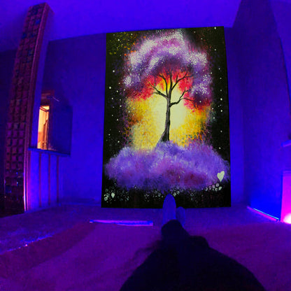 Amazon Black Light Skull Tapestry Ultraviolet Active Psychedelic Neon Tapestry Tree of Life Luminous Party Background