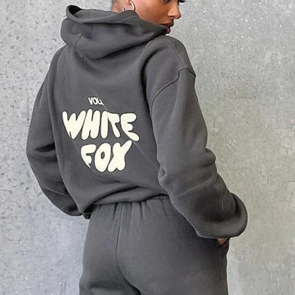 European and American spring, autumn and winter new sweatshirt set fashion sports LOGO long-sleeved pullover hooded sweatshirt two-piece set
