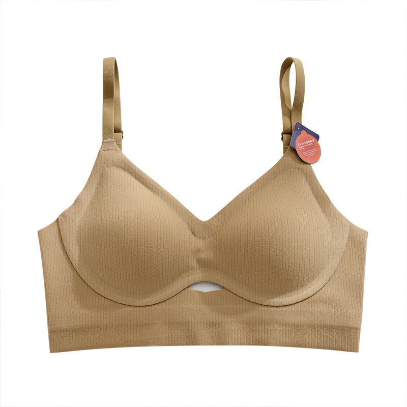 Autumn and winter seamless German velvet thermal underwear women's bra without rims gathered with chest pad plus velvet thickened warm beauty vest