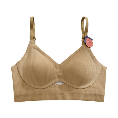 Autumn and winter seamless German velvet thermal underwear women's bra without rims gathered with chest pad plus velvet thickened warm beauty vest