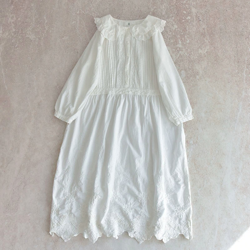 Jansen's first love style doll collar dress 381 Mori girl sweet long-sleeved cotton spring A-line lace skirt