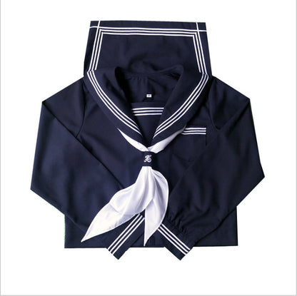 Autumn Japanese JK suit female student loose college style navy collar shirt + ins high waist half body full two-piece suit