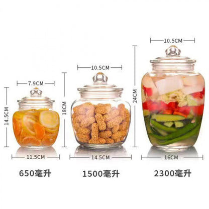 Pickle jar transparent glass jar household pickled sealed jar glass bottle with lid small pickle jar storage jar