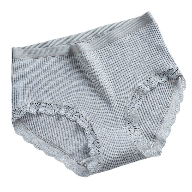 women's cotton quality girls' triangle bottoms women's high waist plus size pants lace edge middle waist