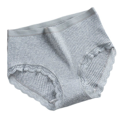 women's cotton quality girls' triangle bottoms women's high waist plus size pants lace edge middle waist