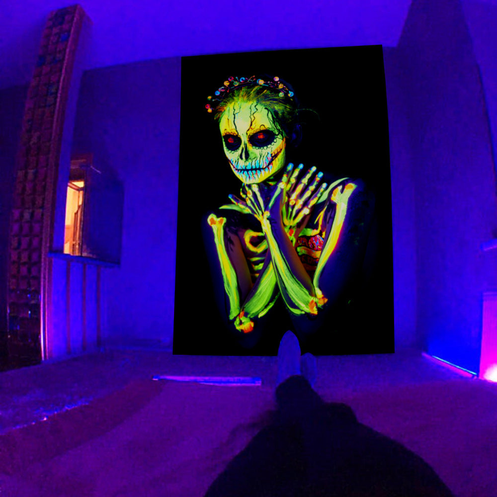 Amazon Black Light Skull Tapestry Ultraviolet Active Psychedelic Neon Tapestry Tree of Life Luminous Party Background