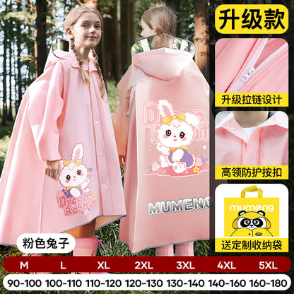 Mumeng children's raincoat boy's whole body rainstorm bag seat cycling poncho breathable and wear-resistant school walking raincoat