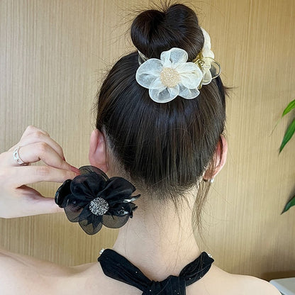 Maruko hairclip women's summer simple temperament, flower mesh, the back of the head, grab the clip pan hairpin