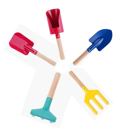 Household gardening tool set: wooden handle garden small shovel beach to catch the sea digging sand flower shovel garden vegetable planting loose soil rake