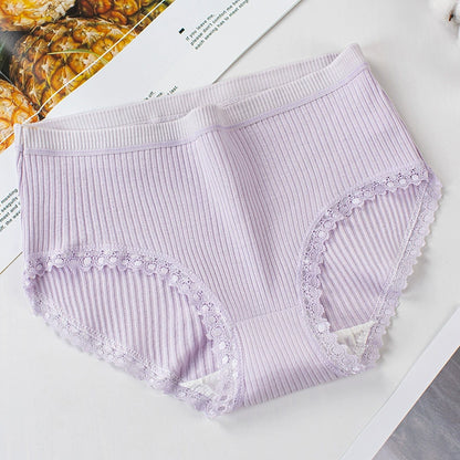 women's cotton quality girls' triangle bottoms women's high waist plus size pants lace edge middle waist