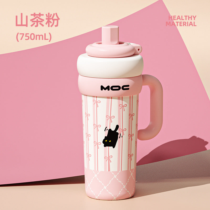 Spot ceramic thermos cup girls' new ice straw cup large capacity giant ton ton cup supports mixed batch