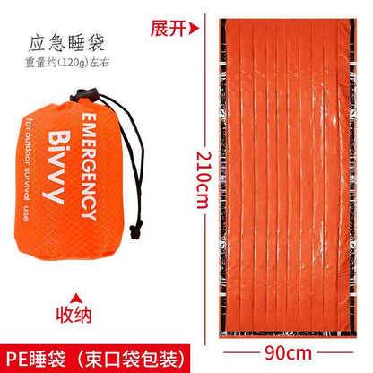 Support cross-border consignment of labeled outdoor emergency sleeping bags, portable survival raincoats, hiking, camping, and thermal insulation raincoats