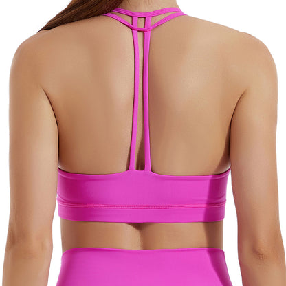 yoga clothing underwear women's shockproof gathered fitness bra without steel ring running sports bra LULU same style