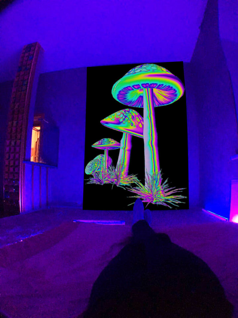 Amazon Black Light Skull Tapestry Ultraviolet Active Psychedelic Neon Tapestry Tree of Life Luminous Party Background