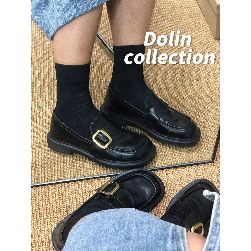 Dolin collection sweet and cool Japanese style flat retro British commuter small leather shoes women's Japanese style loafers