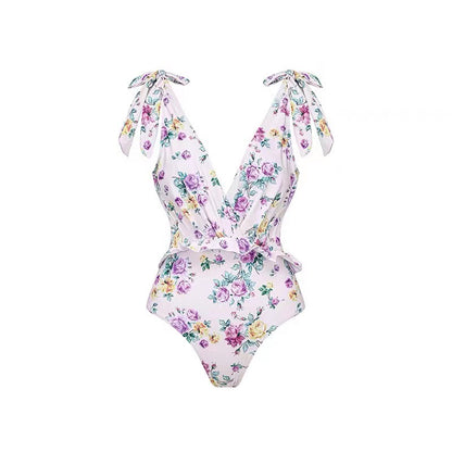 Sexy Retro One-Piece Swimsuit – Tight Fit, Strappy Design, Chiffon Cover-Up Skirt, European & American Fashion for Women