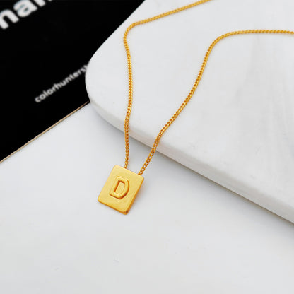 Copper-plated real gold European and American retro simple geometric letter necklace personality trendy necklace net red collarbone chain T547