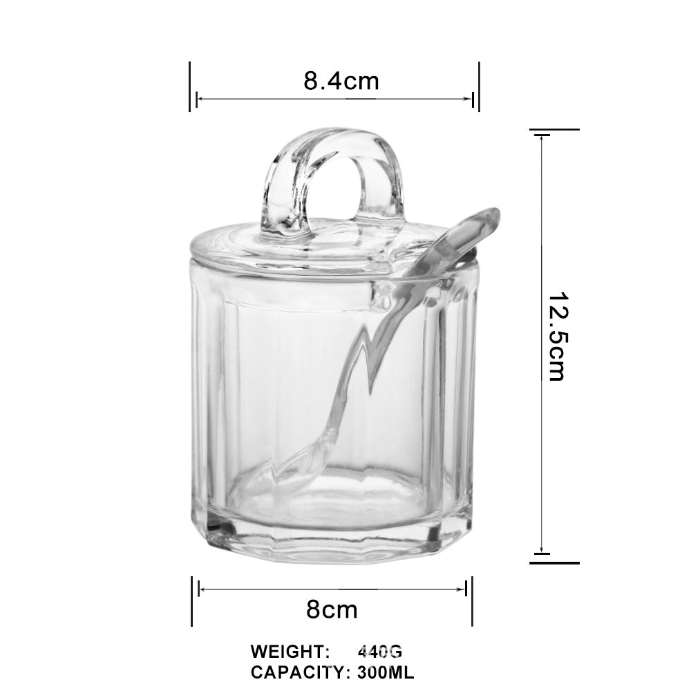 Kitchen supplies seasoning jar chicken essence monosodium glutamate glass bottle seasoning bottle moisture-proof with lid storage jar salt jar set
