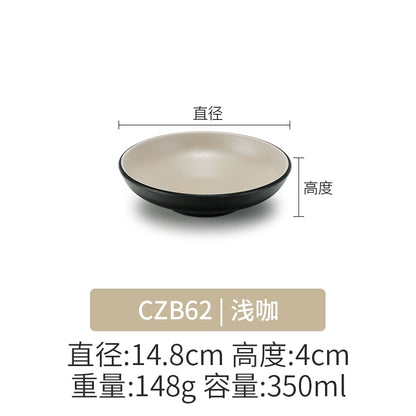 Retro Noodle Shop Imitation Porcelain Two-color Plastic Frosted Bamboo Hat Bowl