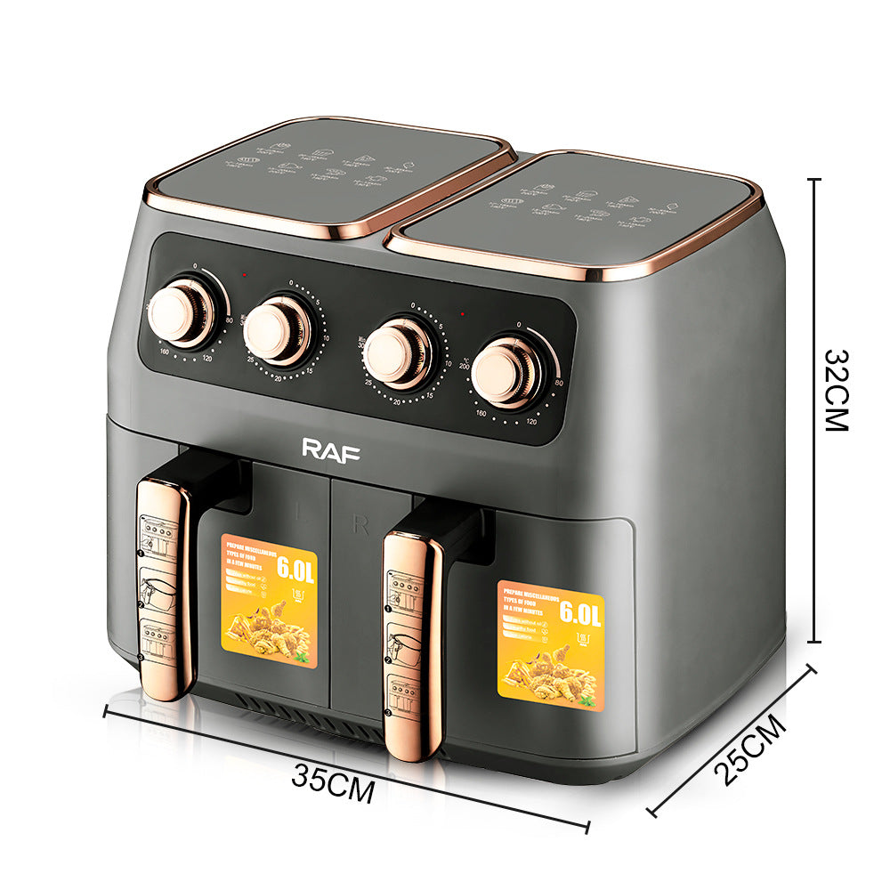 RAF Dual Basket Air Fryer  European Standard, Large Capacity, Multi-Functional, Oil-Free Electric Fryer for Home Use