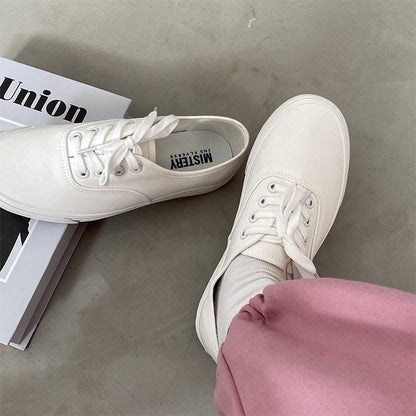 White shoes Japanese basic style canvas small white female students autumn all-match new street style white sneakers