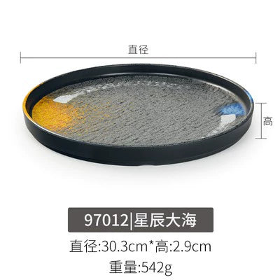 Melamine plate Japanese-style plastic barbecue plate imitation porcelain round flat plate barbecue plate restaurant hot pot tableware dish