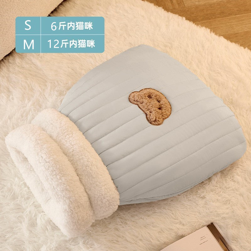 Autumn and winter warm cat nest sleeping bag drill hole nest closed kitten nest security dog nest drill quilt