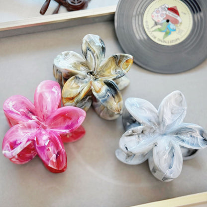 marbled grab clip Sweet and fresh frangipani hair clip Summer high-end shark hair clip