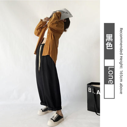 Khaki Lantern Japanese High Waist Casual Overalls